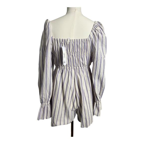 NWT Topshop Striped Romper Womens Playsuit Keyhole Tie front Pinup Smocked - Picture 7 of 10